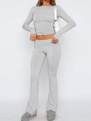 Rundhals-Langarmshirt und Hose Set