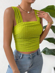 Texturiertes Tanktop mit eckigem Ausschnitt und breiten Trägern