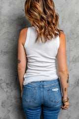 Tanktop mit Paillettenblumen und Rundhalsausschnitt