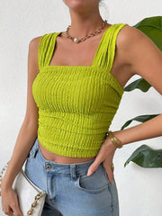 Texturiertes Tanktop mit eckigem Ausschnitt und breiten Trägern