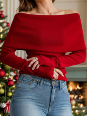 Carmenpullover mit langen Ärmeln