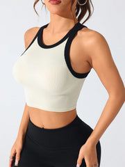 Active-Tanktop mit Rundhalsausschnitt und Kontrastbesatz