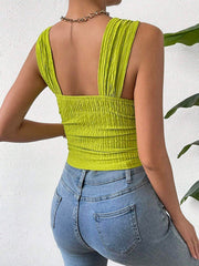 Texturiertes Tanktop mit eckigem Ausschnitt und breiten Trägern