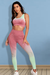 Sport-Set mit Farbverlauf-Tanktop und Leggings