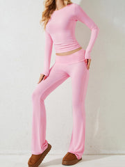 Rundhals-Langarmshirt und Hose Set