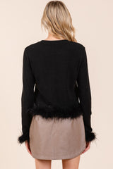 Mittoshop Federbesatz Langarm Crop Hacci Strickoberteil