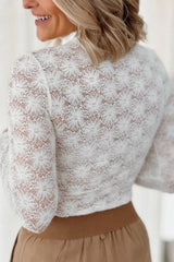 Spitzenmockneck Langarm-Top