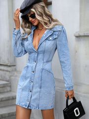 Jeanskleid mit Kragen und Knopfleiste