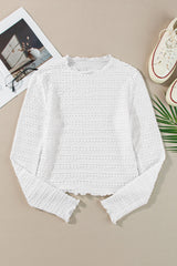 Strukturiertes Langarmshirt mit Rundhalsausschnitt