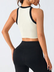 Active-Tanktop mit Rundhalsausschnitt und Kontrastbesatz