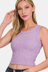 Zenana Geripptes bauchfreies Tanktop