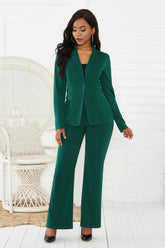 Blazer und Hose Set mit Reverskragen und langen Ärmeln