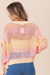 BiBi Ombre Häkelblumen-Strickoberteil