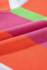 Color-Block Rundhals-Strickoberteil mit halbem Arm