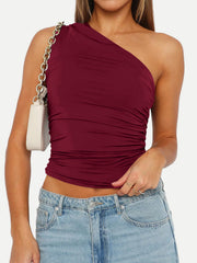 Gerüschtes One-Shoulder-Top