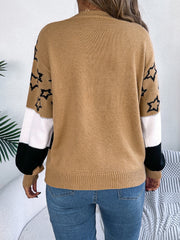 Pullover mit Stern-Kontrast und Rundhalsausschnitt