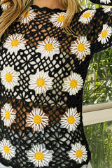 BiBi Floral Gehäkelter Netz-Spitzen-Überwurf