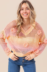 BiBi Ombre Häkelblumen-Strickoberteil