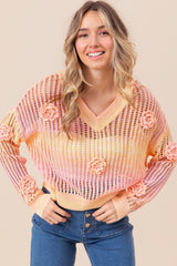 BiBi Ombre Häkelblumen-Strickoberteil