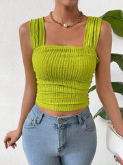 Texturiertes Tanktop mit eckigem Ausschnitt und breiten Trägern