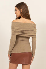 HYFVE Flauschiges Off-Shoulder Stricktop mit Struktur