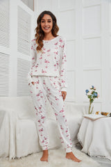 Flamingo Lounge-Set mit Langarmshirt und Hose