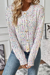 Konfetti Knopfleisten-Strickjacke mit langen Ärmeln
