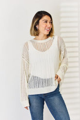 HYFVE Durchbrochener gerippter Strickpullover mit langen Ärmeln