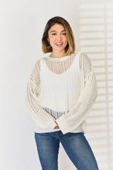 HYFVE Durchbrochener gerippter Strickpullover mit langen Ärmeln