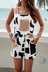 Bedrucktes bauchfreies Top und Shorts-Set