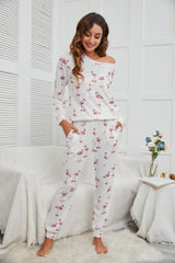 Flamingo Lounge-Set mit Langarmshirt und Hose