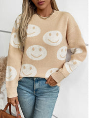 Pullover mit Rundhalsausschnitt und Smile-Muster