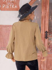 Bluse mit gerafften Volantärmeln