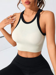 Active-Tanktop mit Rundhalsausschnitt und Kontrastbesatz