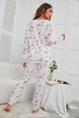 Flamingo Lounge-Set mit Langarmshirt und Hose