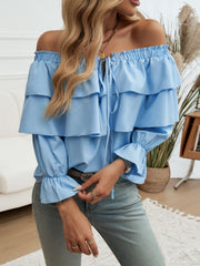 Carmenbluse mit Rüschenärmeln