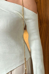 Asymmetrischer Saum Ein-Schulter-Pullover
