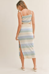 MABLE Gestreiftes Strick-Cami und Midirock-Set