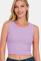 Zenana Geripptes bauchfreies Tanktop