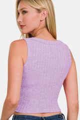Zenana Geripptes bauchfreies Tanktop