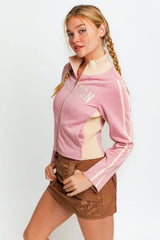 Tasha Apparel Long Sleeve Mock Neck LONDON Embroidered Jacket