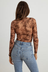HERA COLLECTION Abstrakter Mesh-Spitzen-Schnürbody mit langen Ärmeln