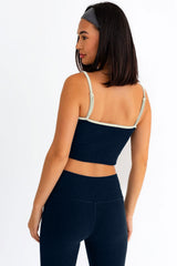 Le Lis Geripptes bauchfreies Top und Hochbund-Leggings-Set aus gebürstetem Stoff