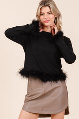 Mittoshop Federbesatz Langarm Crop Hacci Strickoberteil