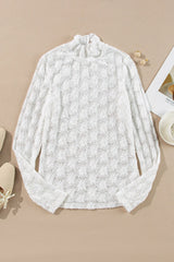 Spitzenmockneck Langarm-Top