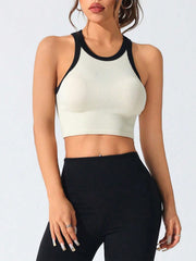 Active-Tanktop mit Rundhalsausschnitt und Kontrastbesatz
