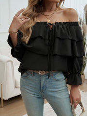 Carmenbluse mit Rüschenärmeln