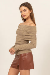 HYFVE Flauschiges Off-Shoulder Stricktop mit Struktur
