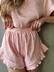 Bedrucktes Rundhals-Top und Shorts-Set