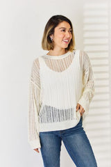 HYFVE Durchbrochener gerippter Strickpullover mit langen Ärmeln